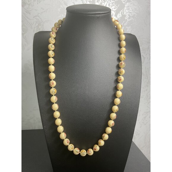 Vintage Floral Beaded Necklace With Spring Ring Clasp - Picture 1 of 4